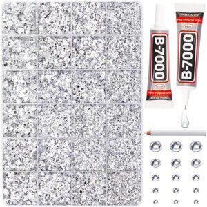 Clear Glue with 20100Pcs Silver Clear Flatback Rhinestones for Crafts